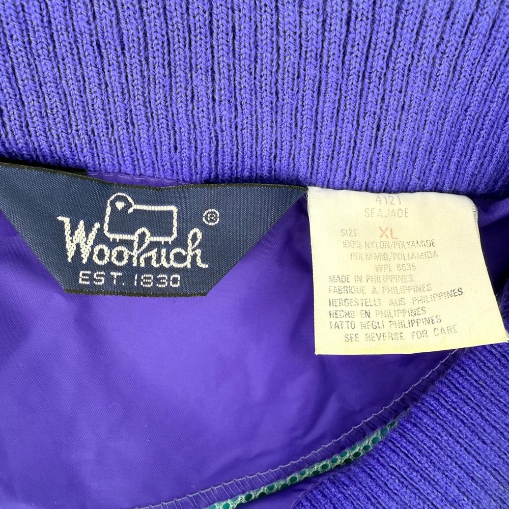VTG Woolrich Men's Windbreaker XL Teal Purple Jacket A121 Sea Jade Packable‎ Bag - Picture 6 of 9